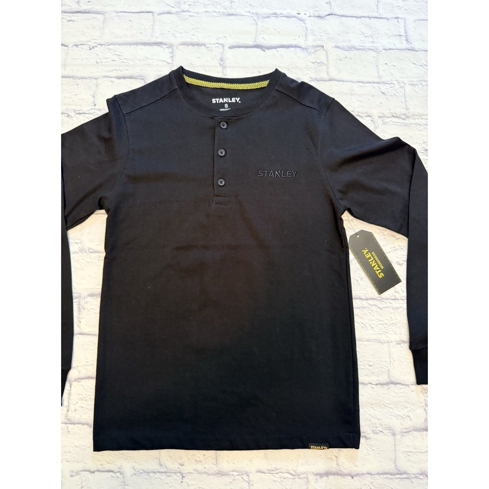 Stanley Workwear Men's Small Cotton Blend Black Henley Long Sleeve Shirt, NWT